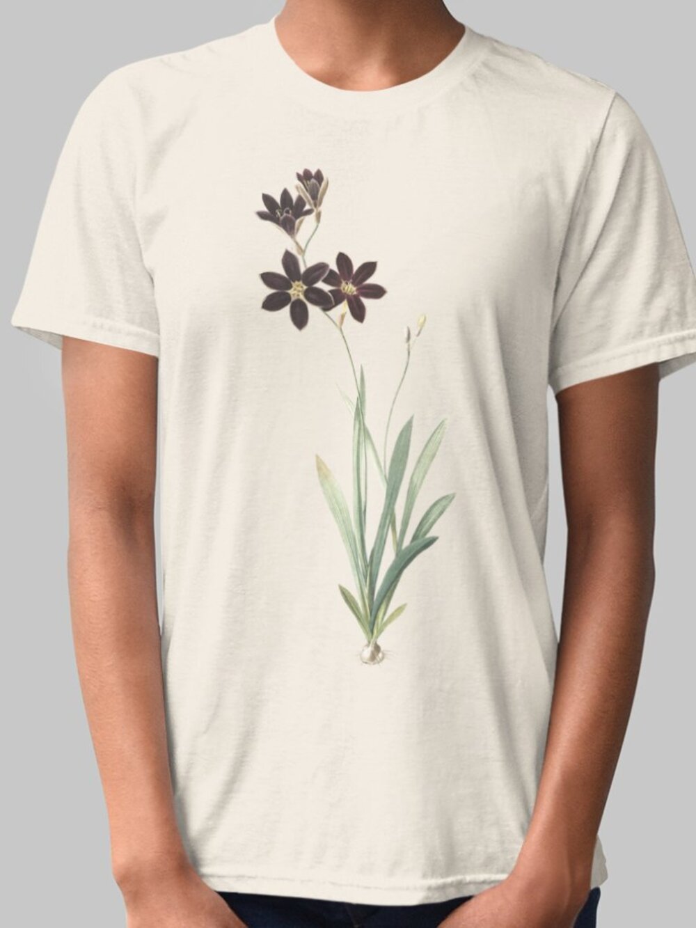 Large-Flowered Ixia Vintage Floral Print Short Sleeve Graphic Tee T-shirt S-XXL